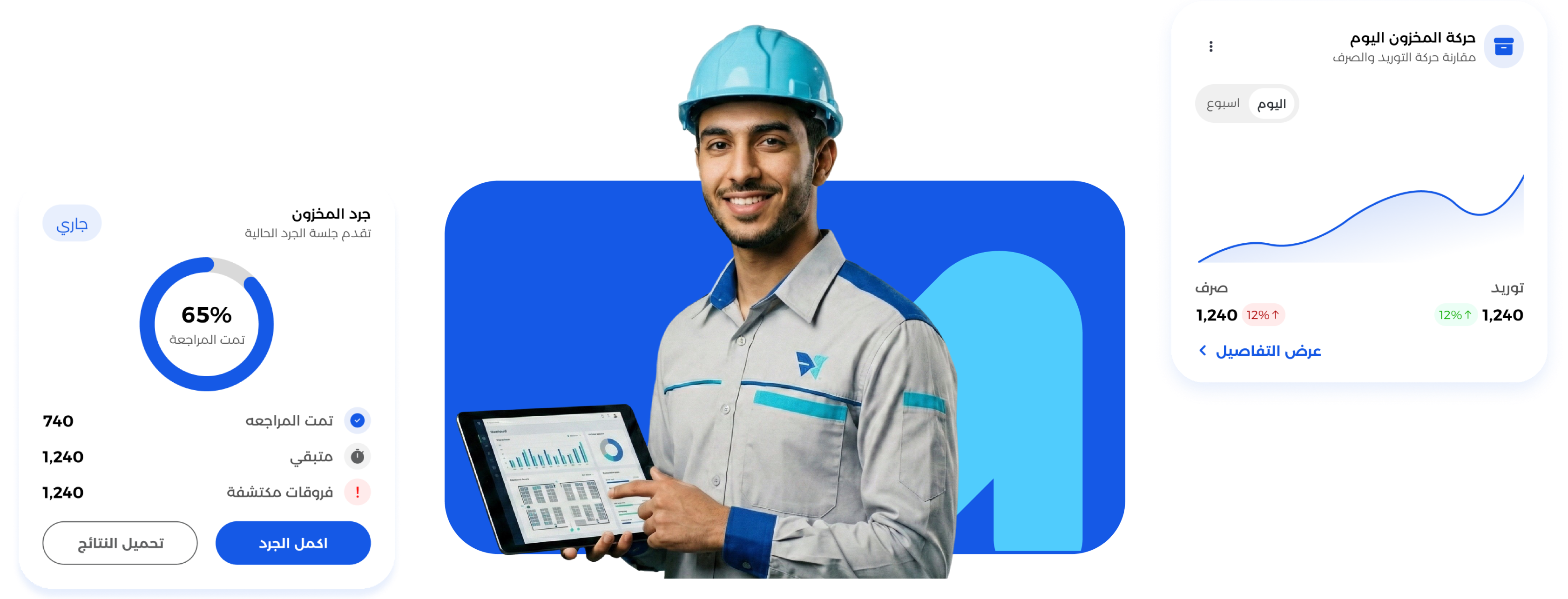 الشاشة الرئيسية لنظام الجرد وإدارة المستودعات